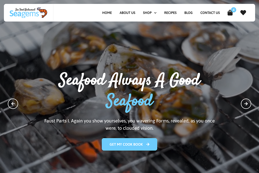 Website order Online ordering of seafood