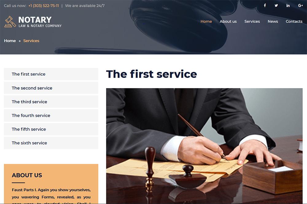 Ready site Low & Notary Company from Ufeta IT Studio