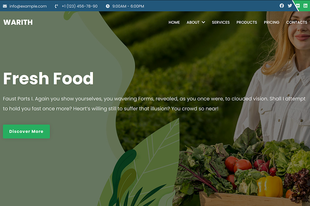 Website order Fresh food