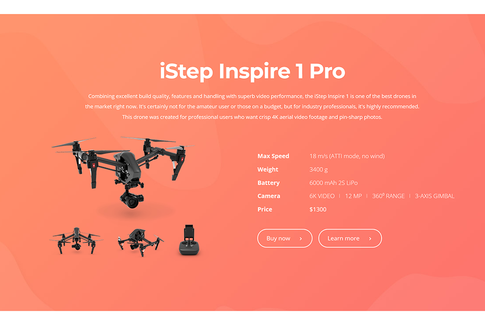 Ready site Quadcopter Advertisement from Ufeta IT Studio
