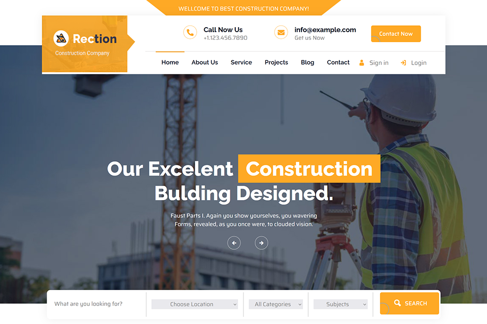 Ready site Rection - Construction company from Ufeta IT Studio